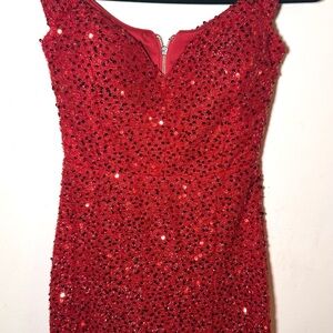 Elegant Red Sequin Dress
